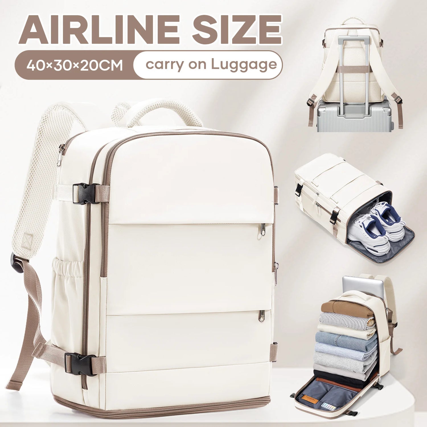 Hand Luggage Ryanair 40x30x20 Travel Backpack Carry-on Bag Aircraft Cabin max wizz air Backpack, Women&