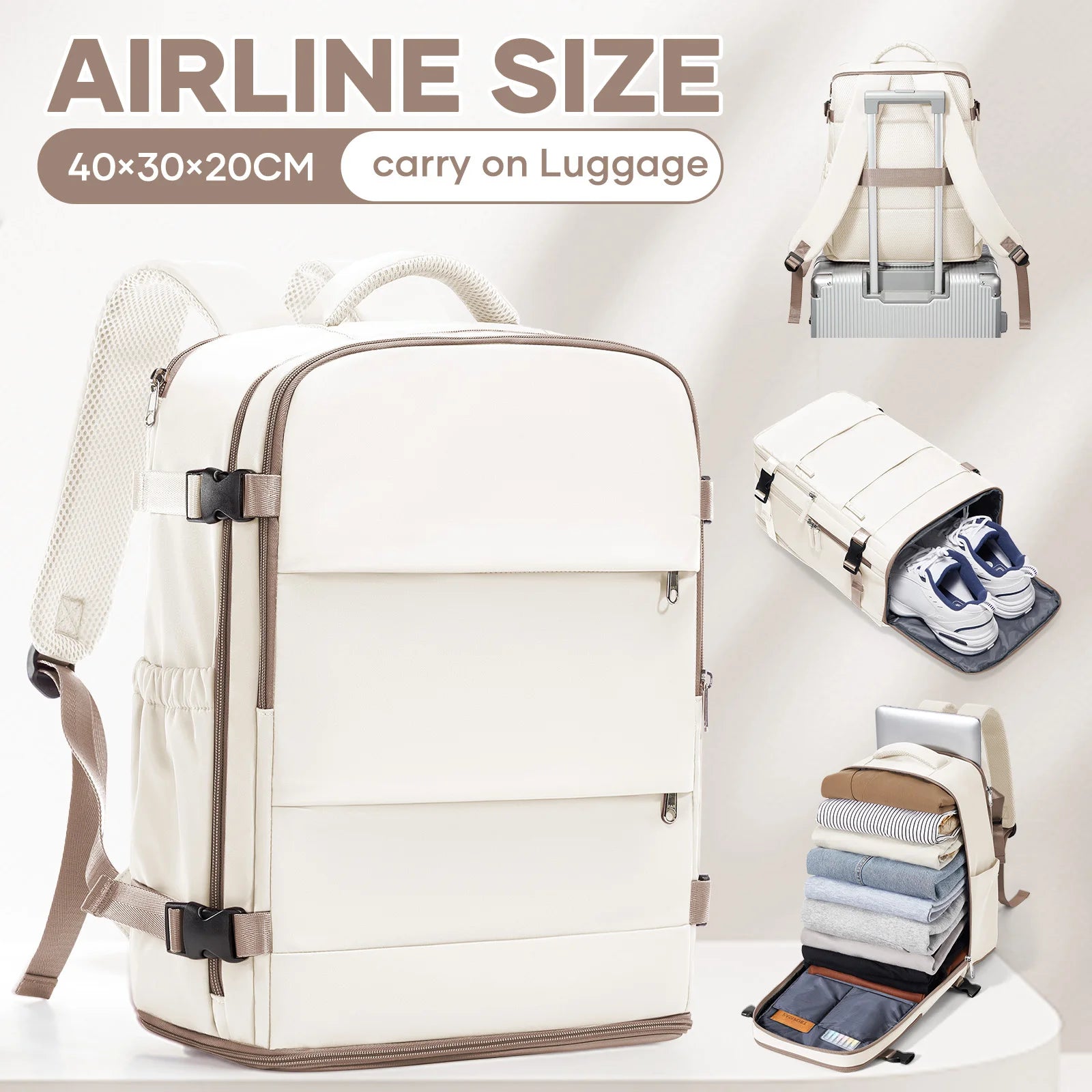 Hand Luggage Ryanair 40x30x20 Travel Backpack Carry-on Bag Aircraft Cabin max wizz air Backpack, Women&