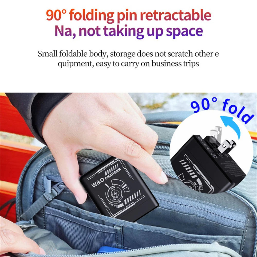 New Portable Multi Functional Folding Adapter Charging Protection GaN 20W PD3.0 Fast Charger With Retractable Type-C Cable