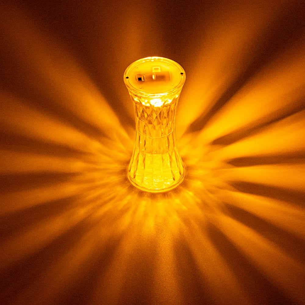 LED Crystal Table Lamp Flameless Battery Power Candles Atmosphere Light Night Lights Lamp Decor Bedroom Wedding Birthday Party