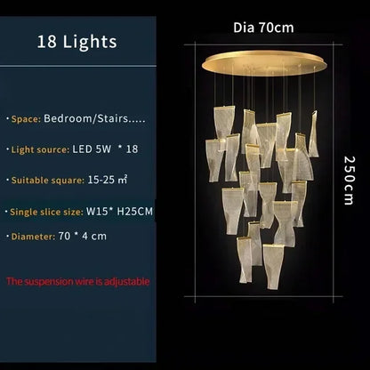 Modern Simple Led Luxurious Duplex Building Large Chandelier Living Room Creative Villa Pendant Lamp Stair Dining Hall Lighting
