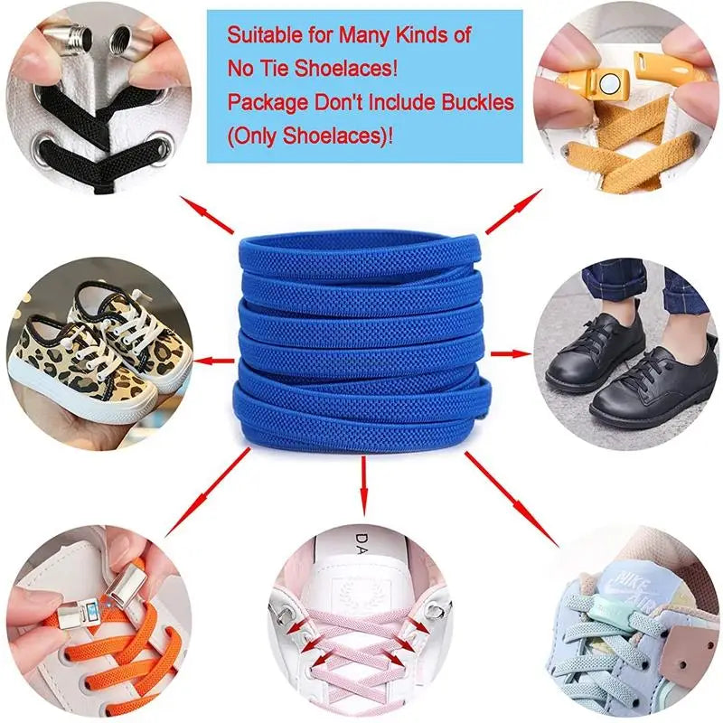 Classic Elastic Shoelaces Flat Sneakers Shoe Laces 7mm Width Shoelace for Kids Adults Shoe Lace Accessories Shoestring Fashion