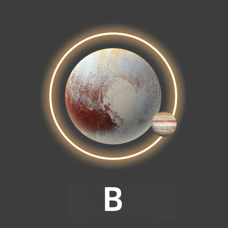 Light Luxury Moon Luminous Entrance Circular Painting Atmosphere Planet with Light Mural Light Bedroom Corridor Decorative Mural