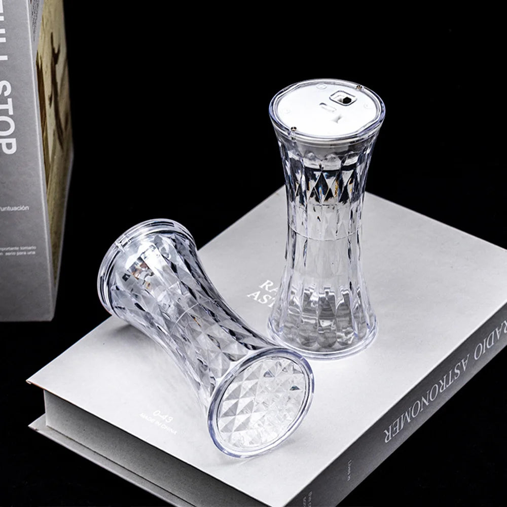 LED Crystal Table Lamp Flameless Battery Power Candles Atmosphere Light Night Lights Lamp Decor Bedroom Wedding Birthday Party