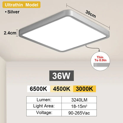 LED Ceiling Light Modern Dimmable Fixture for Bedroom Living Room Kitchen Hallway High Power Ultra Bright Home Decor Lamp Style