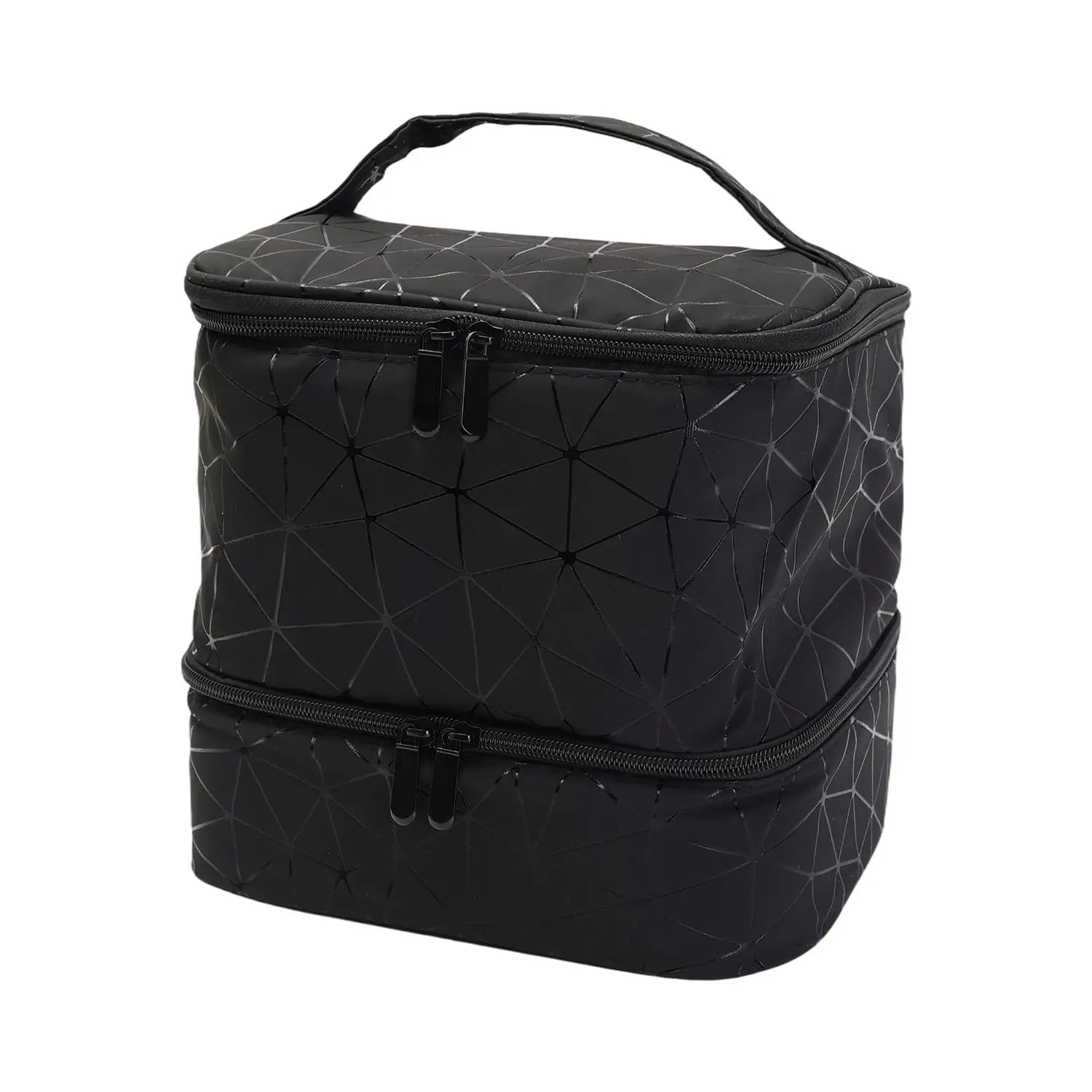 Travel Makeup Organizer Double Layer Cosmetic Bag PU Leather Waterproof Large Capacity Toiletry Storage Case Portable Beauty Bag