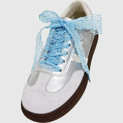 1Pair Fancy Lace Flat Shoelace for Sneakers Shoelaces for Women Casual Shoes Black White Shoe Laces Accessorices