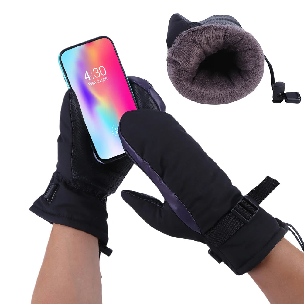 Electric Heating Gloves 3 Gears Temperature Motorcycle Gloves Climbing Skiing Mittens Cold-Proof USB Heated Gloves Hand Warmer