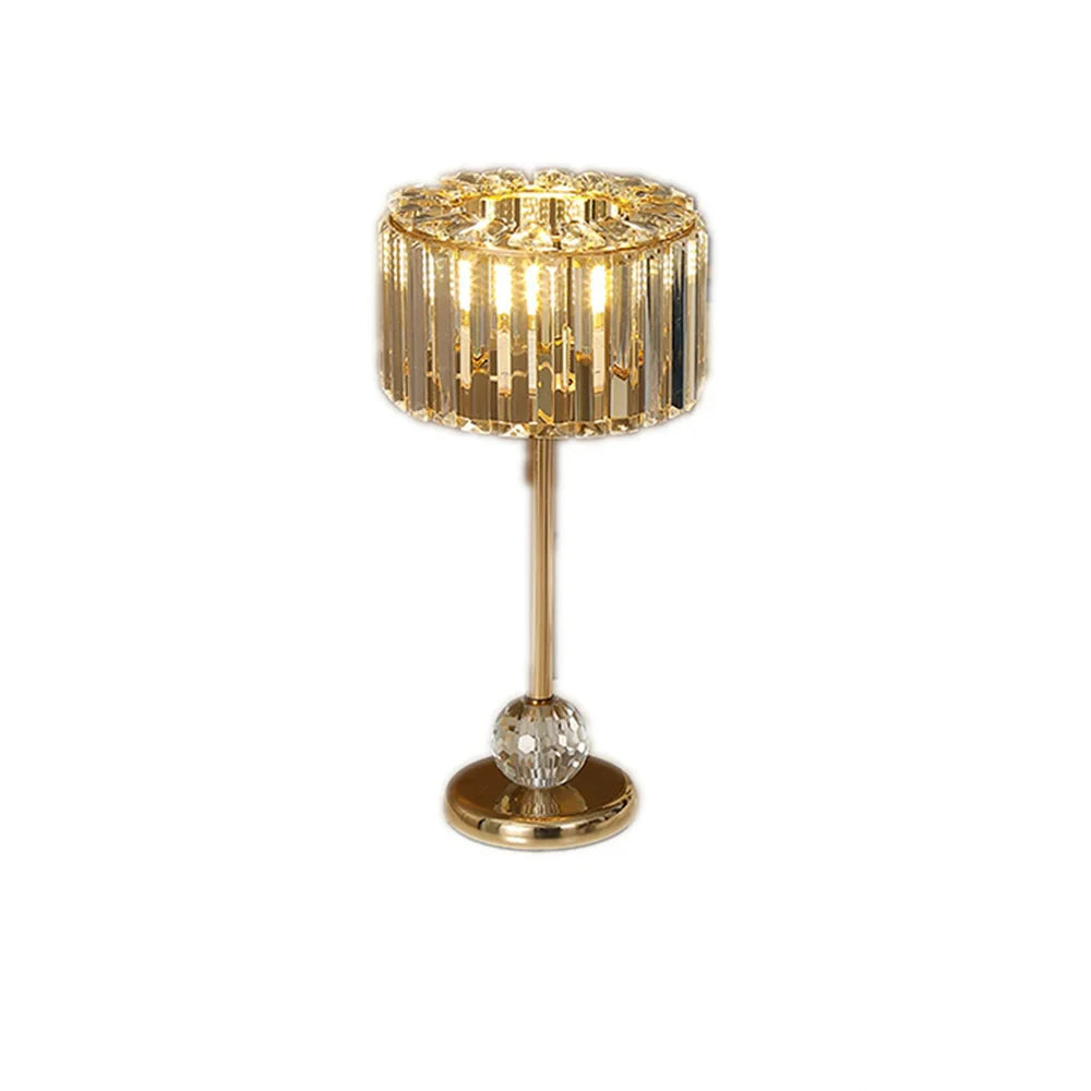 American Luxury Crystal Shade Tassel Led Table Lamp For Living Room Bedroom Loft Home Deco Bedside Gold Nightstand Light Fixture