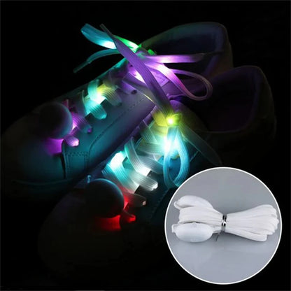 New LED Sport Shoe Laces Luminous Shoelaces Glow Shoe Strings Round Flash Light Shoelaces No Tie Lazy Shoe Laces Party Decor