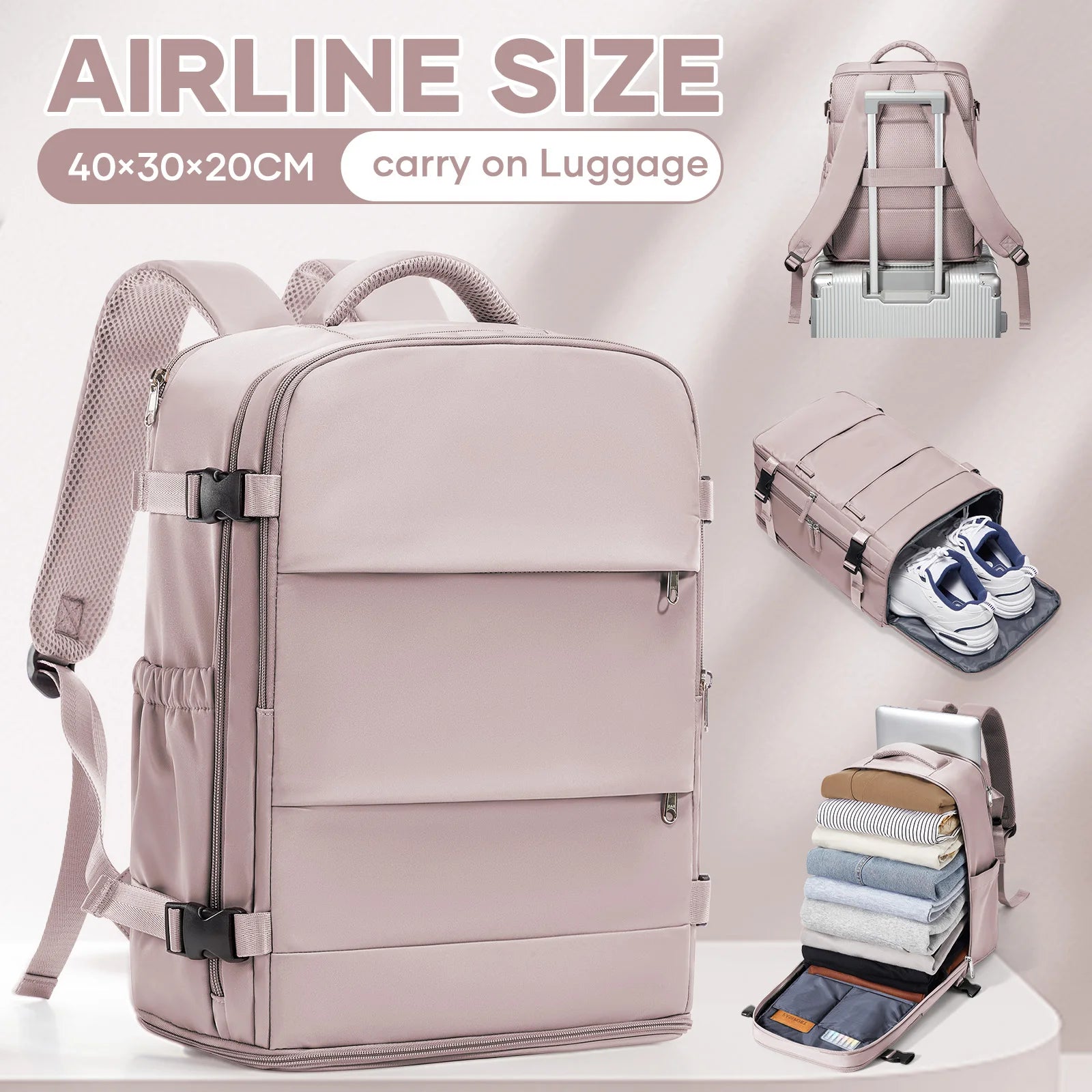 Hand Luggage Ryanair 40x30x20 Travel Backpack Carry-on Bag Aircraft Cabin max wizz air Backpack, Women&