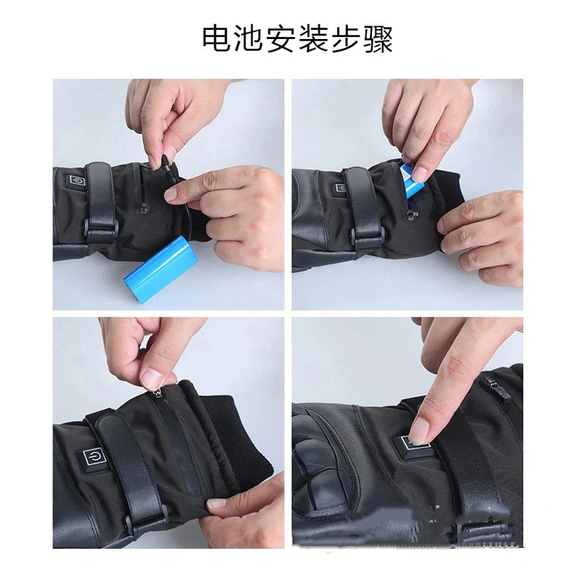 Winter Heated Gloves for Motorcycle Biker Men Women Touchscreen Rechargeable Self Heating Gloves Ski Hiking Hand Warmer