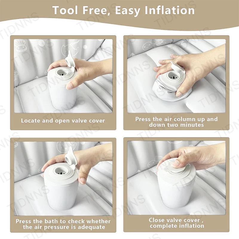 Newborn to Toddler Bath Tub,Inflatable Baby Bathtub with Built-in Air Pump,Portable Travel Shower Deflates Folds Easily