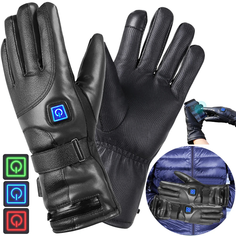 Winter Heating Gloves Electric Heated Gloves for Skiing Snowboarding Fishing Riding Waterproof Thermal Heat Gloves (No Battery)