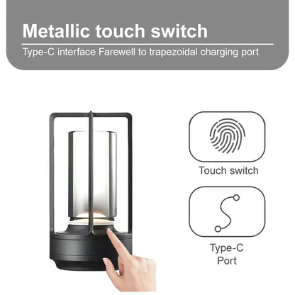 LED Table Lamp Aluminum Crystal Restaurant Bar Desk Lamp Dimming Atmosphere 5200mAh USB Charging Touch Switch Bedroom Decoration