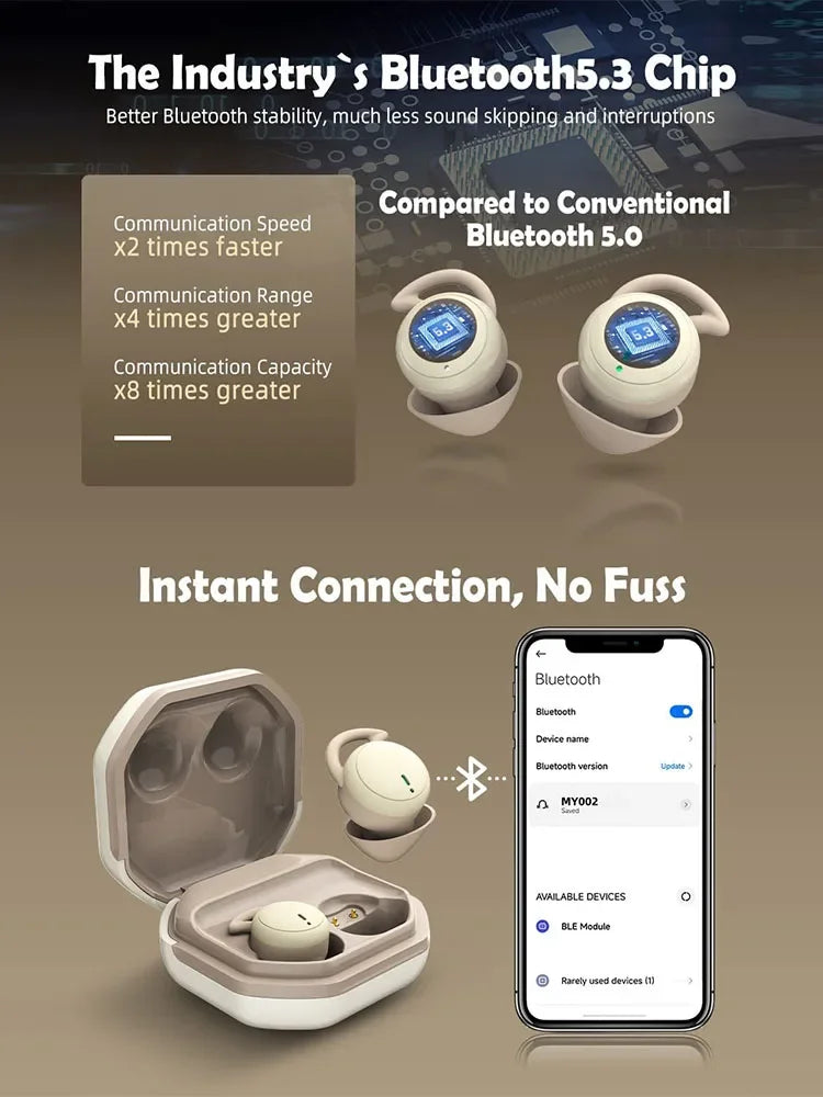 Sleeping Earbuds Bluetooth Mini invisible Small Bluetooth Eraphones Mini Comfortable Noise Blocking for Side Sleeping Home Work