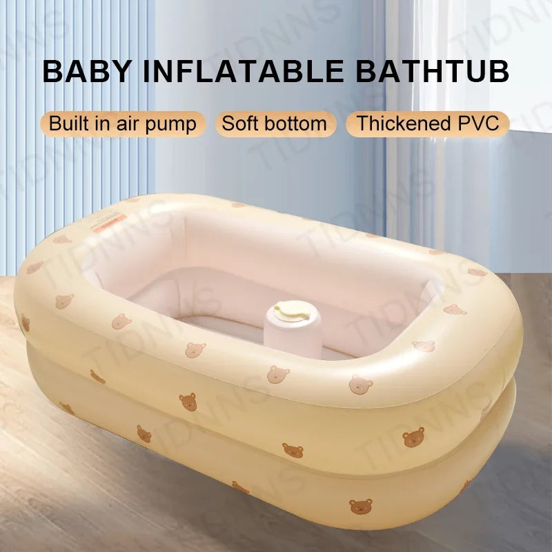 Newborn to Toddler Bath Tub,Inflatable Baby Bathtub with Built-in Air Pump,Portable Travel Shower Deflates Folds Easily