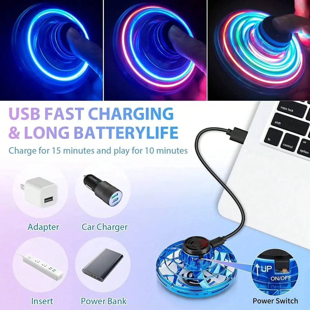 Flying Ball Toys Magic Ball Flying Spinner Flight Gyro Mini UFO Fingertip Drone Aircraft Induction Gyroscope Decompression Toys