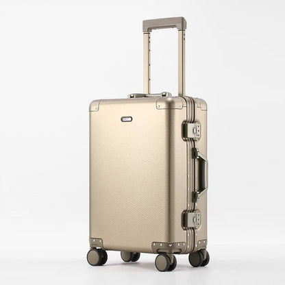 Carry-On Luggage - Premium Aluminum-Magnesium Alloy Trolley Suitcase, New Design, Carbon Fiber Reinforced, TSA-Approved Lock
