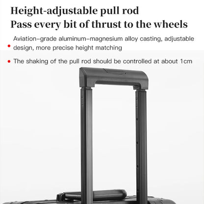 Carry-On Luggage - Premium Aluminum-Magnesium Alloy Trolley Suitcase, New Design, Carbon Fiber Reinforced, TSA-Approved Lock