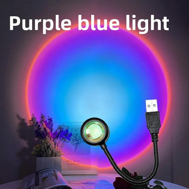 Sunset Projection Lamp USB Powered Multi-Angle Rotatable Atmosphere Light Romantic Night Light for Home Living Room Decor