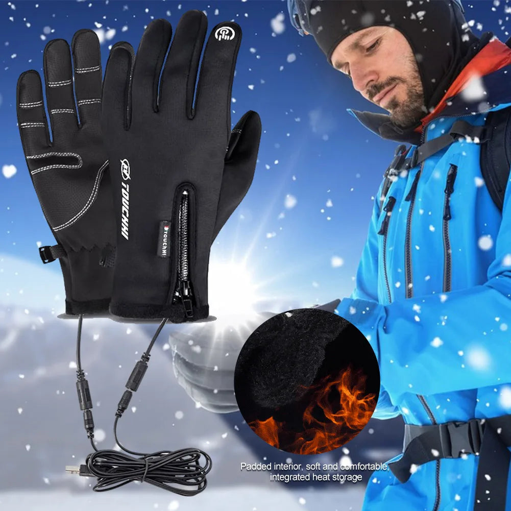 Heated Gloves Eletric Thermal Heat Gloves Winter Warm Skiing Snowboarding Hunting Fishing Waterproof Heated Rechargeable Gloves