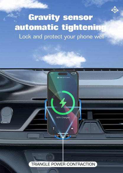 15W Wireless Charging Car Mount Phone Holder Mount Hands-Free Universal Cell Phone Mounts for Dashboard/Windshield 360° Rotation