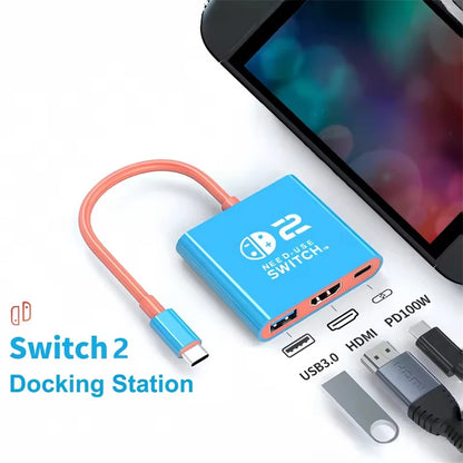3 In 1 USB C Docking Station USB 3.0 Type-C to HDMI-compatible 4K, Multifunctional Docking Station for Switch/Laptop Phone