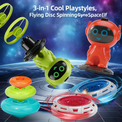 3 in 1 Flying Saucer Disc Launcher Kids Flying Toys UFO Throw Catch Outdoor Sport Propeller Spin Gyro Children Toys Gift for Kid