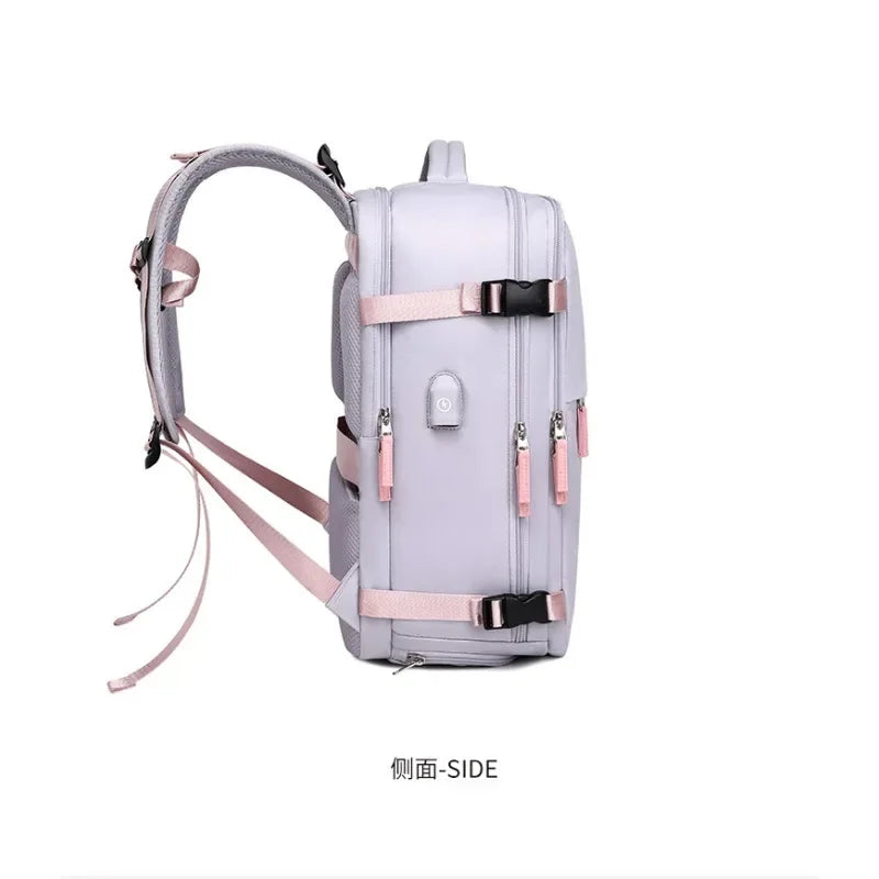 Travel Double-shoulder Backpack. Large Capacity and Multifunctional. Suitable for Ladies and Male Students. Travel Bag