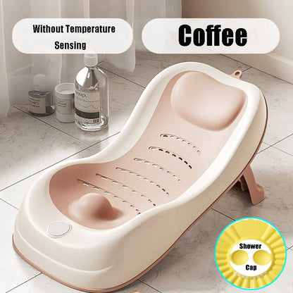 Foldable Baby Bath Support Newborn Bathtub With Sensing Temperature Non-Slip Infrant Shower Bed With Support Bracket