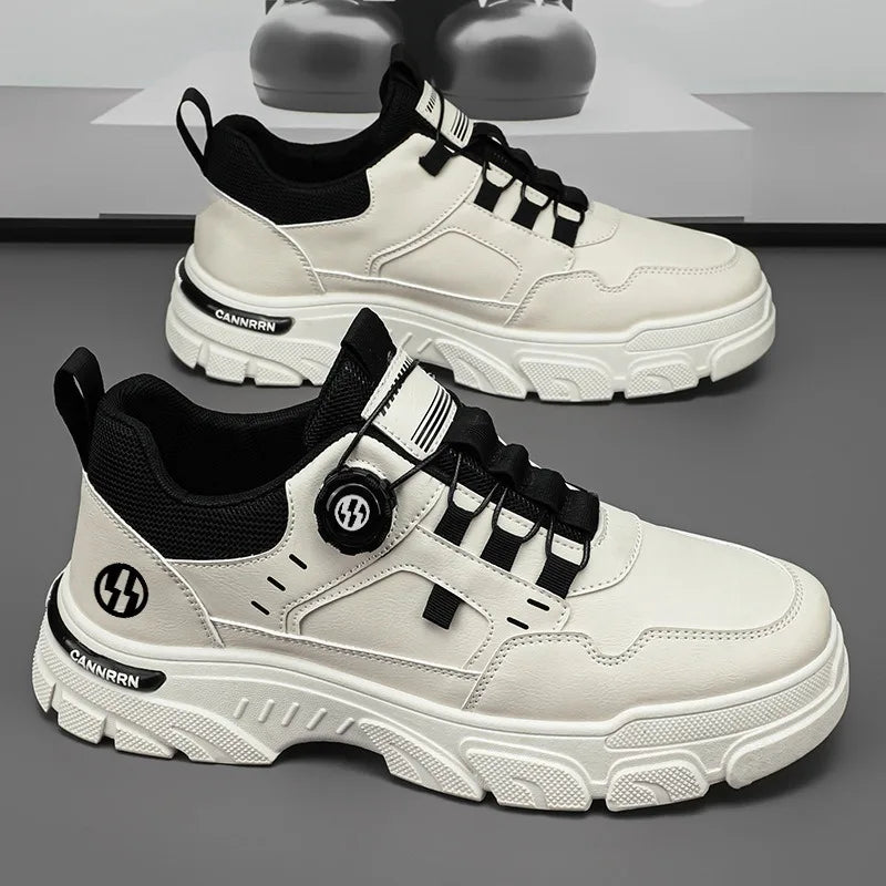 Sneakers Man Spring Trend Hot Sale Comfort Soft Soled Casual Shoes for Fashion Rotating Button Male Work Boots Zapatillas Hombre