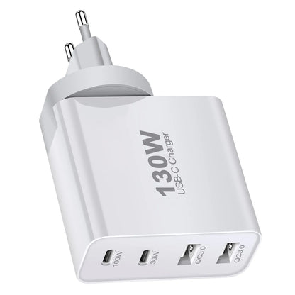 GaN  Charger, 130W USB C Wall Charger, 4 Ports Foldable GaN Charger, Fast Charger for iPhone 14/Pro Max/SE/11/XR/XS, IPAD Sams