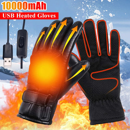 Winter Warm Heating Gloves Waterproof Windproof Electric Heated Gloves Outdoor Riding Motorcycle Skiing Mitten USB Heated Gloves
