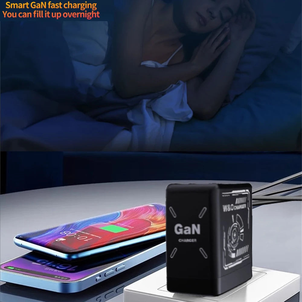 New Portable Multi Functional Folding Adapter Charging Protection GaN 20W PD3.0 Fast Charger With Retractable Type-C Cable