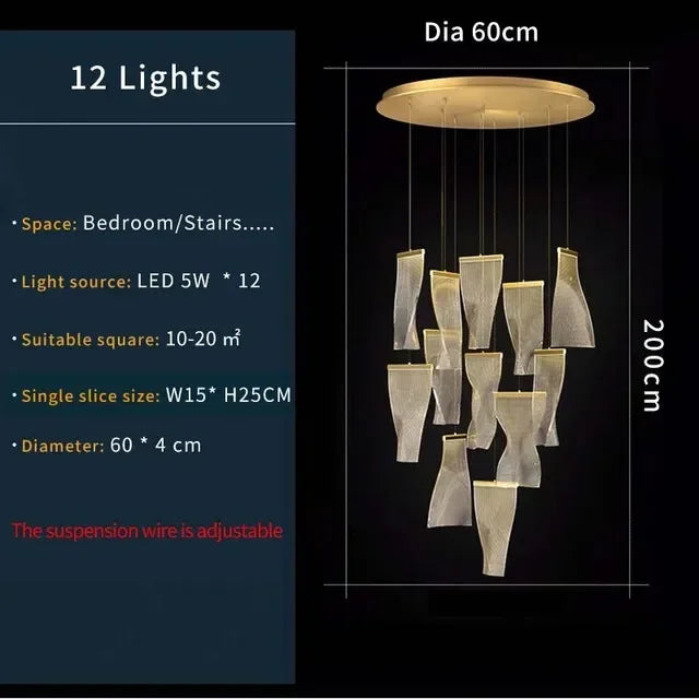 Modern Simple Led Luxurious Duplex Building Large Chandelier Living Room Creative Villa Pendant Lamp Stair Dining Hall Lighting