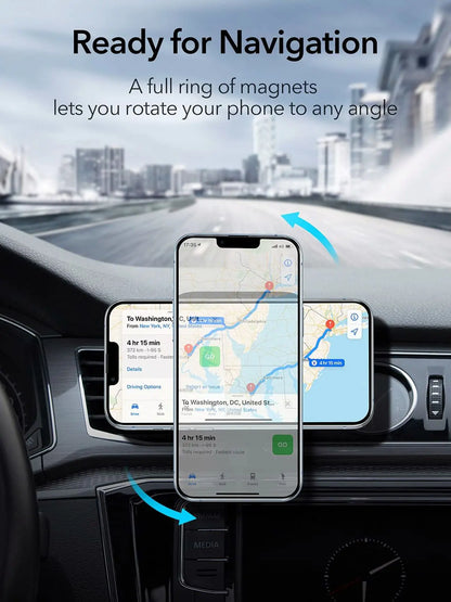 Magnetic Wireless Car Charger Mount Adsorbable Phone For iPhone 15 14 13 Pro Max adsorption 15W Fast Charging Alloy Frame Holder