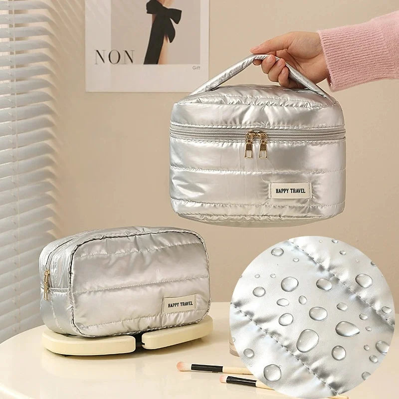 Travel Makeup Bag, Large Capacity Cosmetic Bags for Women, Portable Waterproof Toiletry Bag Makeup Organizer Bag with Handle
