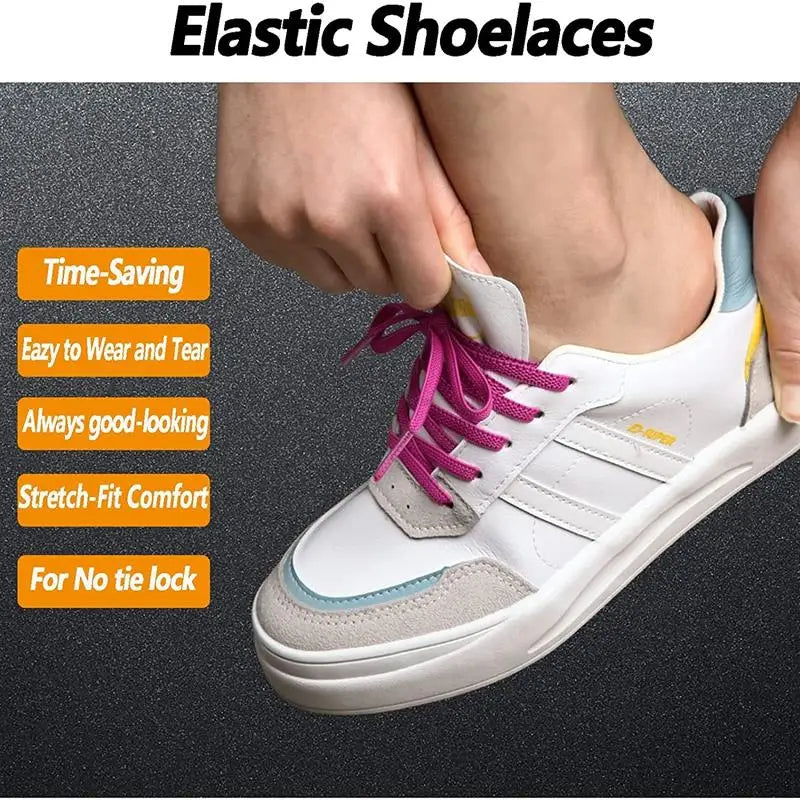 Classic Elastic Shoelaces Flat Sneakers Shoe Laces 7mm Width Shoelace for Kids Adults Shoe Lace Accessories Shoestring Fashion