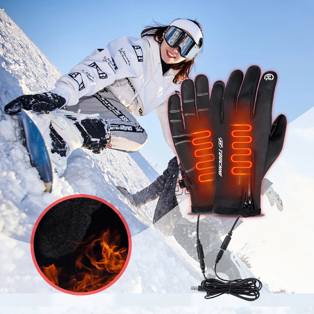 Heated Gloves Eletric Thermal Heat Gloves Winter Warm Skiing Snowboarding Hunting Fishing Waterproof Heated Rechargeable Gloves