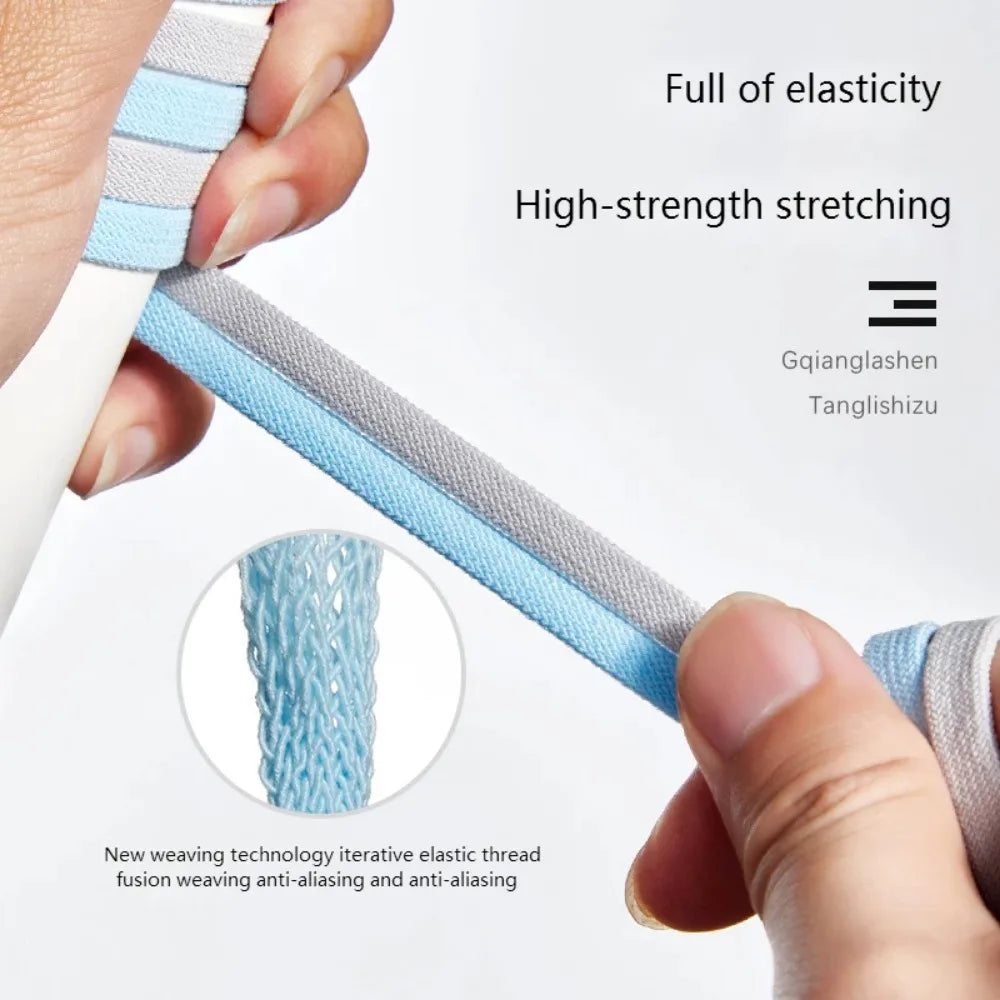 8MM Flat Elastic No Tie Shoelaces Quick Lazy Shoe Laces for Men Women Kids Sneaker Accessories