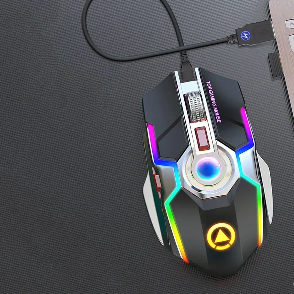 Rechargeable 2.4G Wireless Gaming Mouse Ergonomic RGB Backlit Silent 7‑Button 1600DPI Optical Mice for PC Laptop Dota 2 Gamer