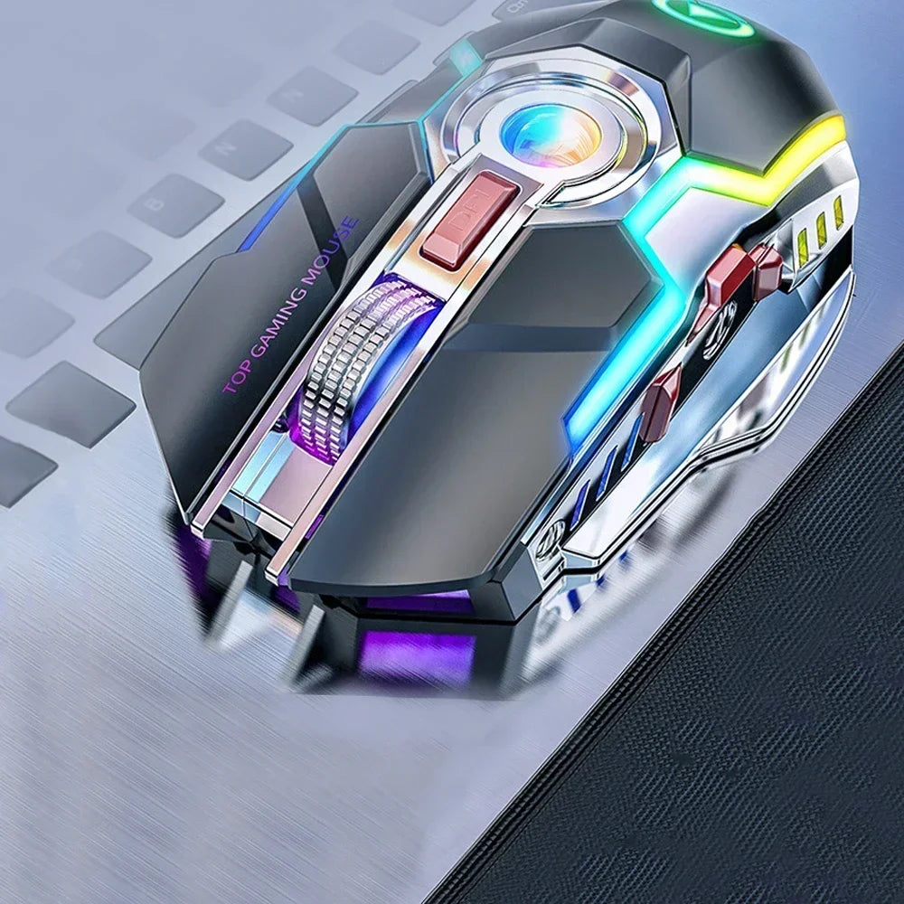 Rechargeable 2.4G Wireless Gaming Mouse Ergonomic RGB Backlit Silent 7‑Button 1600DPI Optical Mice for PC Laptop Dota 2 Gamer