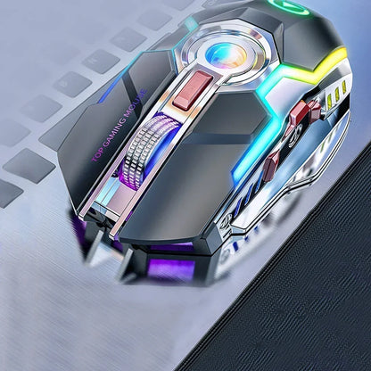 Rechargeable 2.4G Wireless Gaming Mouse Ergonomic RGB Backlit Silent 7‑Button 1600DPI Optical Mice for PC Laptop Dota 2 Gamer