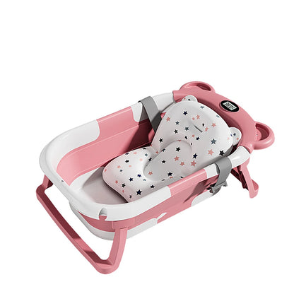 Foldable Baby Bathtub Travel Portable Toddler Bathtub Newborn to Toddler Bath Center Shower Bathtub with Temperature Sensing