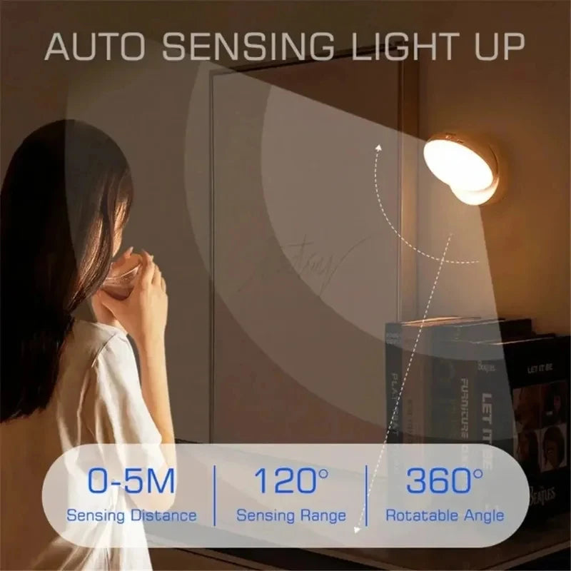 LED Night Light USB Charging Intelligent Human Induction Motion Sensor Light for Bedside Cabinet Home Wardrobe Lighting
