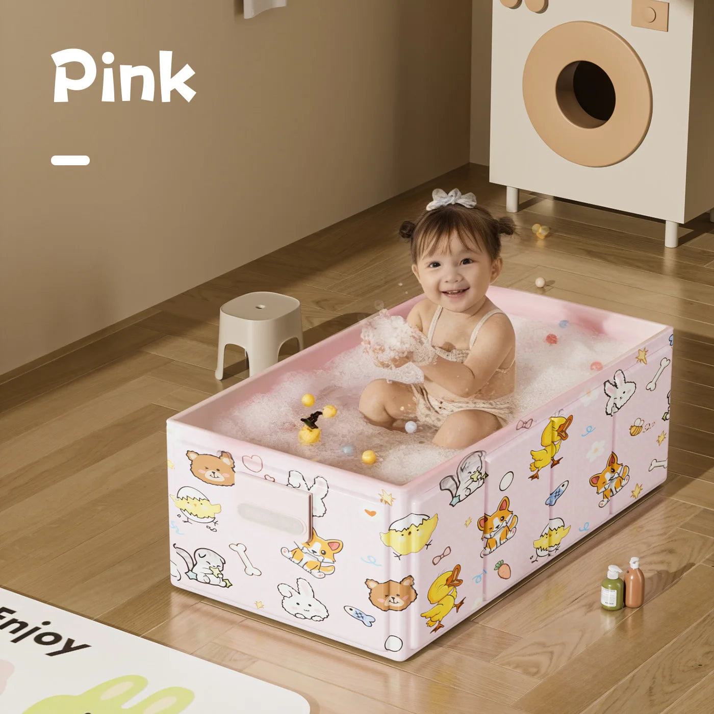1PC Indoor Foldable Baby Bathtub, Baby Bath Tub, Foldable for Storage, Home Use Baby Swimming Tub, Bath Tub