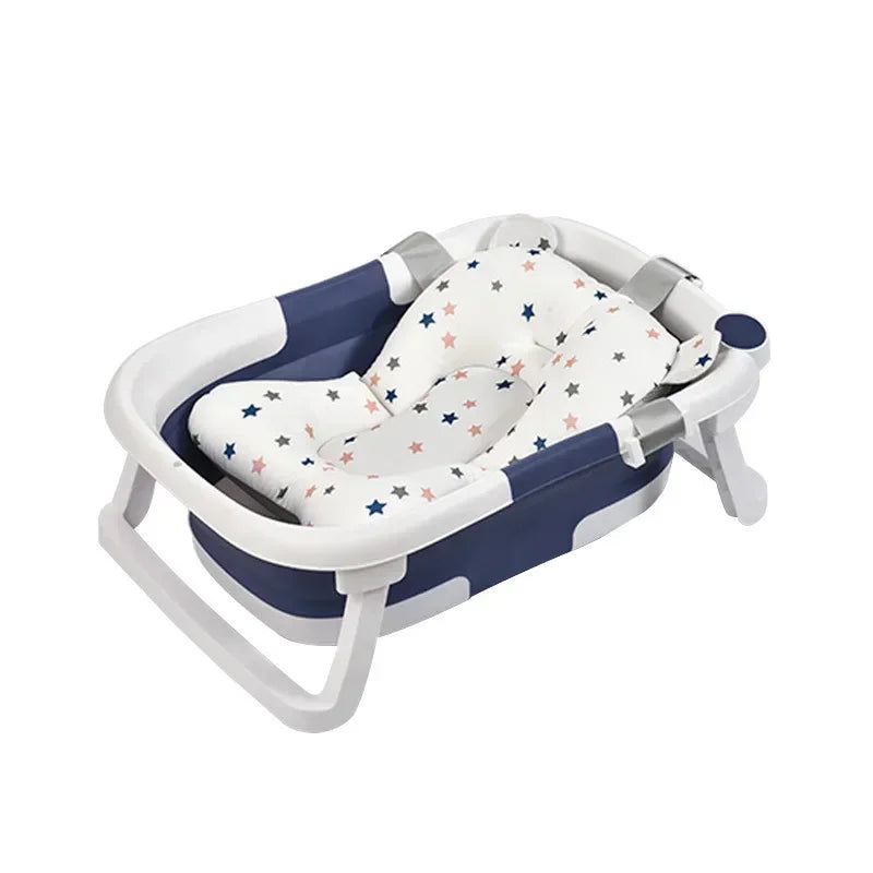 Folding Baby Bathtub, 60.5x43x20.5cm, Portable Kids Bath Tub, Temperature Sensing, Collapsible Infant Bath for 0-7 Years