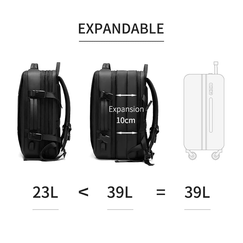 Travel Backpack For Men  Expand 39L Business 17 Inch Laptop Backpack Backpack USB Charging Waterproof hiking outdoor Backpack