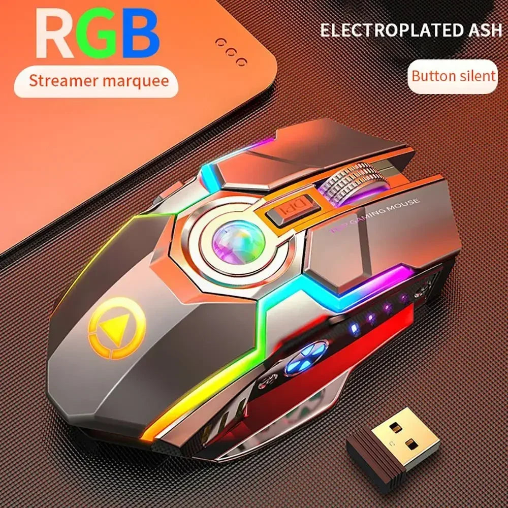 Rechargeable 2.4G Wireless Gaming Mouse Ergonomic RGB Backlit Silent 7‑Button 1600DPI Optical Mice for PC Laptop Dota 2 Gamer